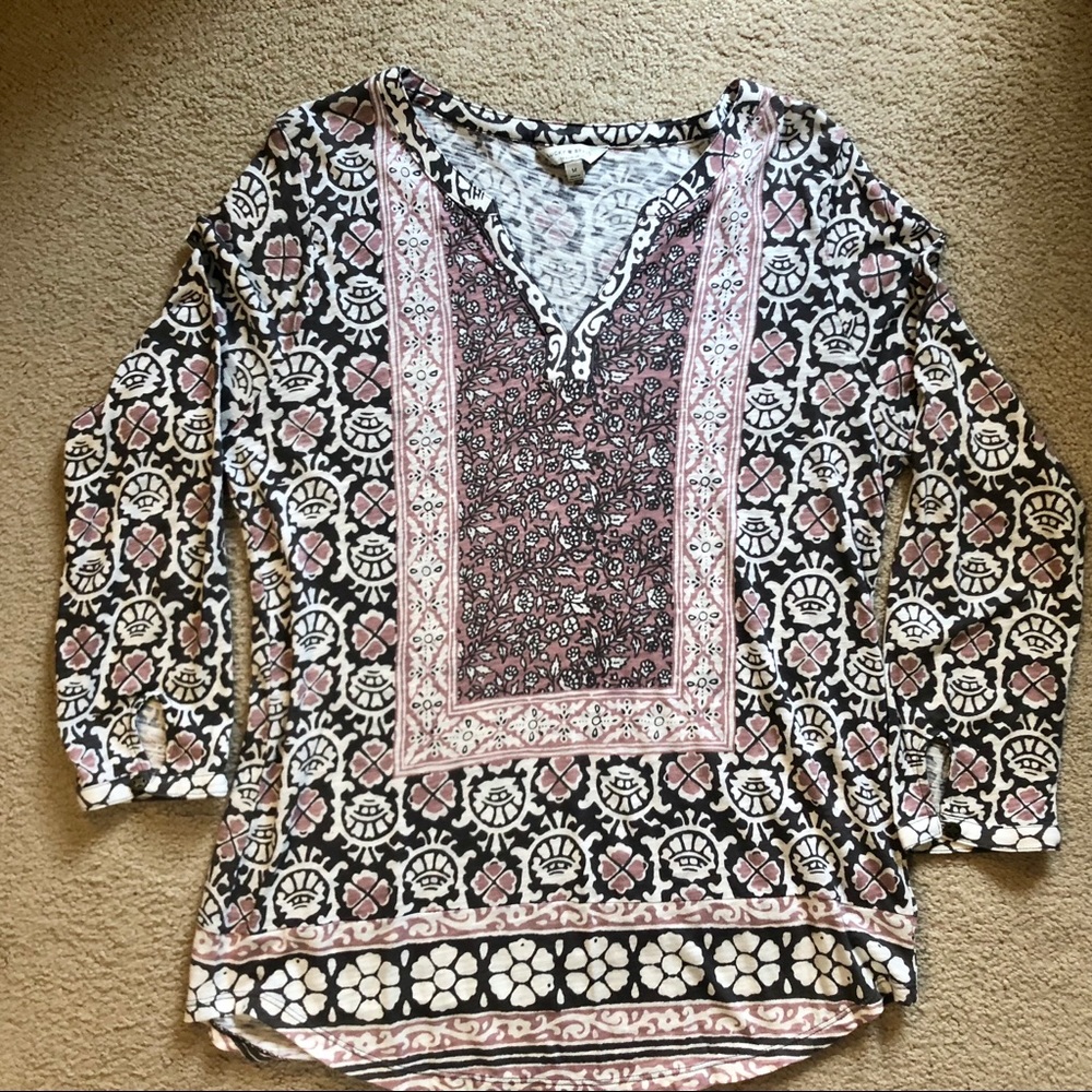 Lucky Brand 3/4 Sleeve Boho Top
